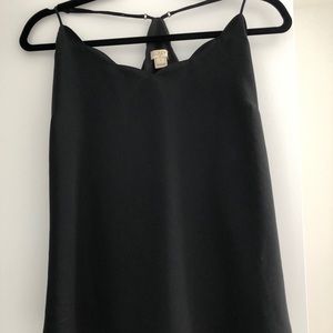 J Crew Top | Black Scalloped Tank Top